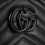 The Chevron Camera Bag - Quilted Leather Crossbody with Chain Strap