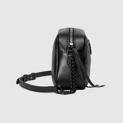 The Chevron Camera Bag - Quilted Leather Crossbody with Chain Strap