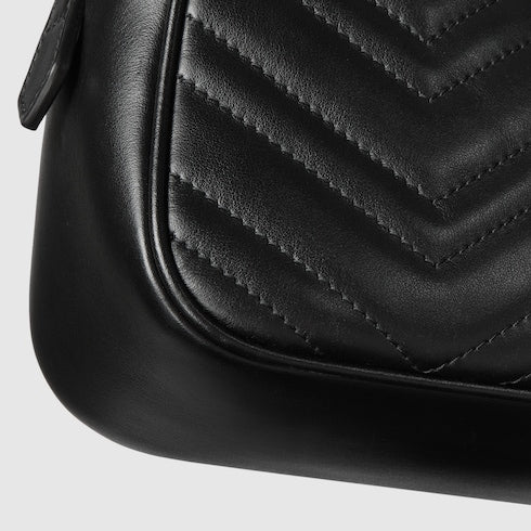 The Chevron Camera Bag - Quilted Leather Crossbody with Chain Strap