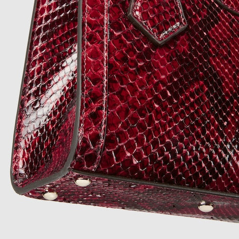 The Serpentine Tote - Python Embossed Leather Shoulder Bag with Crystal Details