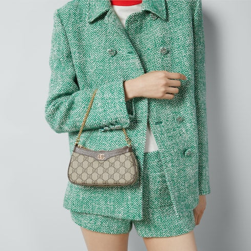 The Striped Crossbody Mini - Monogram Leather Bag with Adjustable Strap