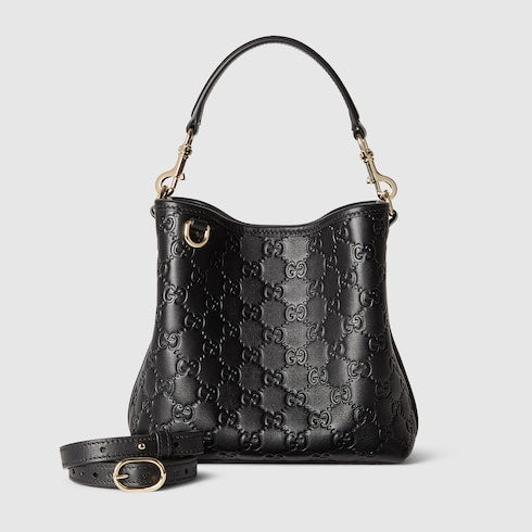 Emblem small bucket bag
