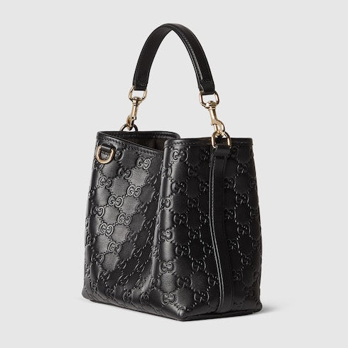 Emblem small bucket bag