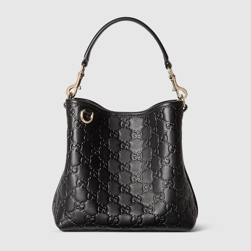 Emblem small bucket bag