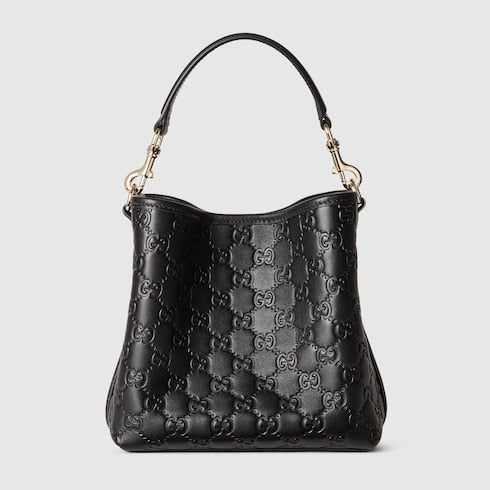 Emblem small bucket bag