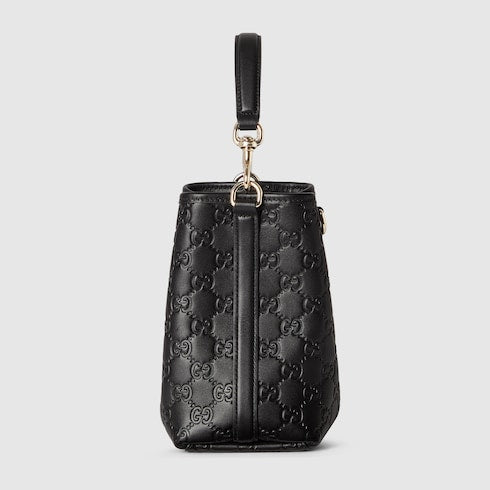 Emblem small bucket bag