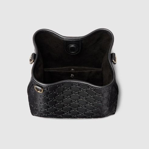 Emblem small bucket bag