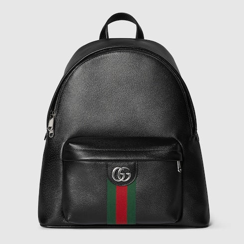 The Striped Monogram Backpack Medium Leather Backpack with Padded Straps