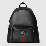 The Striped Monogram Backpack Medium Leather Backpack with Padded Straps