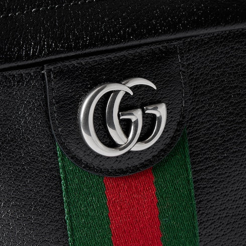 The Striped Monogram Backpack Medium Leather Backpack with Padded Straps