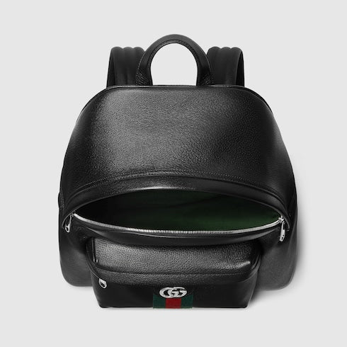 The Striped Monogram Backpack Medium Leather Backpack with Padded Straps