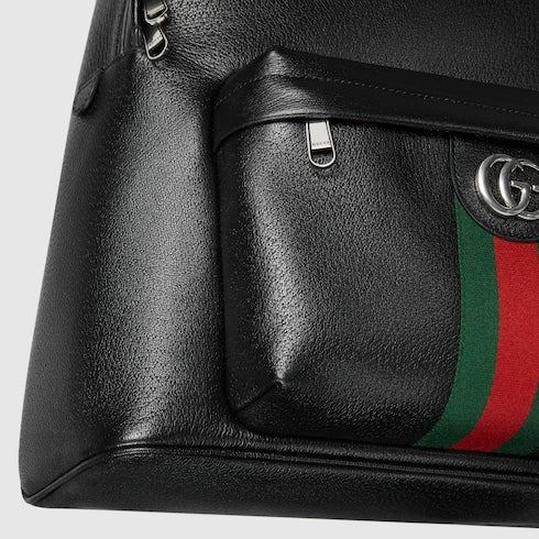 The Striped Monogram Backpack Medium Leather Backpack with Padded Straps