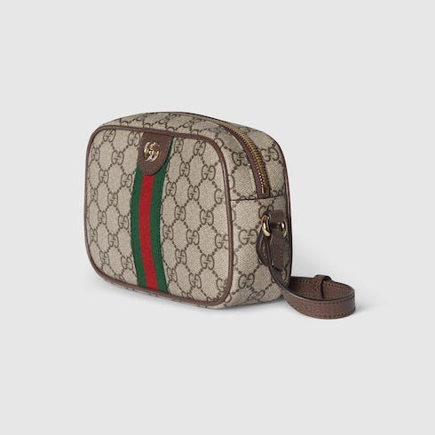The Striped Camera Bag - Monogram Leather Crossbody with Adjustable Strap