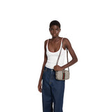 The Striped Camera Bag - Monogram Leather Crossbody with Adjustable Strap