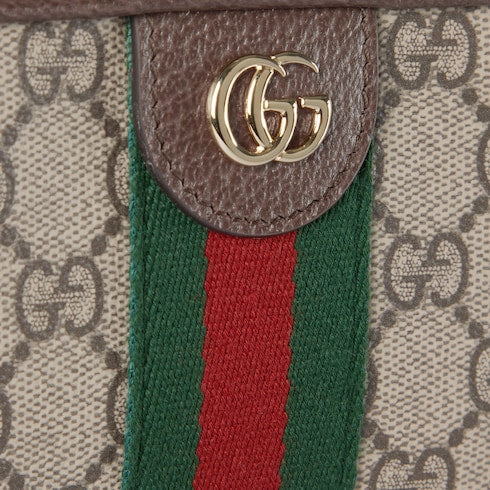 The Striped Camera Bag - Monogram Leather Crossbody with Adjustable Strap