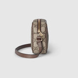 The Striped Camera Bag - Monogram Leather Crossbody with Adjustable Strap