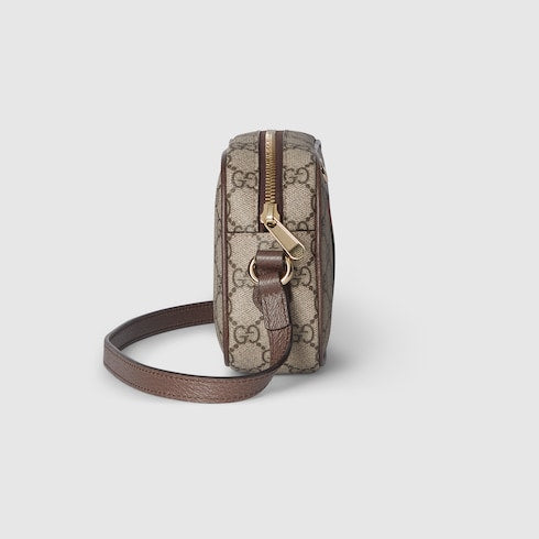 The Striped Camera Bag - Monogram Leather Crossbody with Adjustable Strap