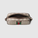 The Striped Camera Bag - Monogram Leather Crossbody with Adjustable Strap
