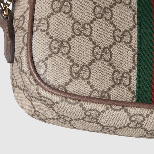 The Striped Camera Bag - Monogram Leather Crossbody with Adjustable Strap