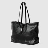 The Curved Tote - Medium Leather Shoulder Bag with Refined Hardware