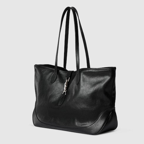The Curved Tote - Medium Leather Shoulder Bag with Refined Hardware