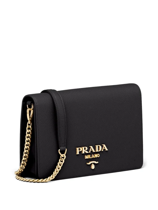logo-lettering Saffiano leather shoulder bag